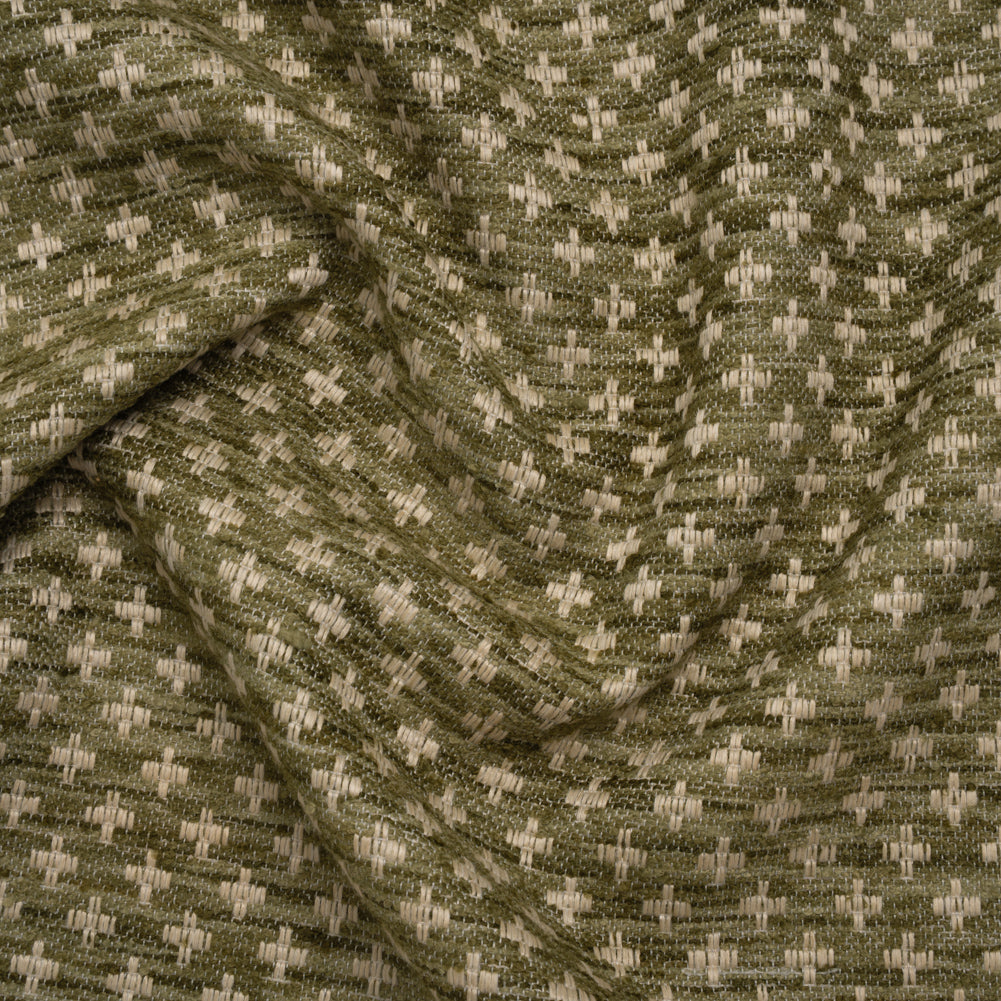 Polyester Boucle Home Decor Jacquard - Moss Plus Signs - British Imported - Joann Fabrics