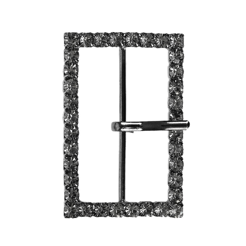 Swarovski Gunmetal Rectangular Rhinestone Buckle - 1.375
