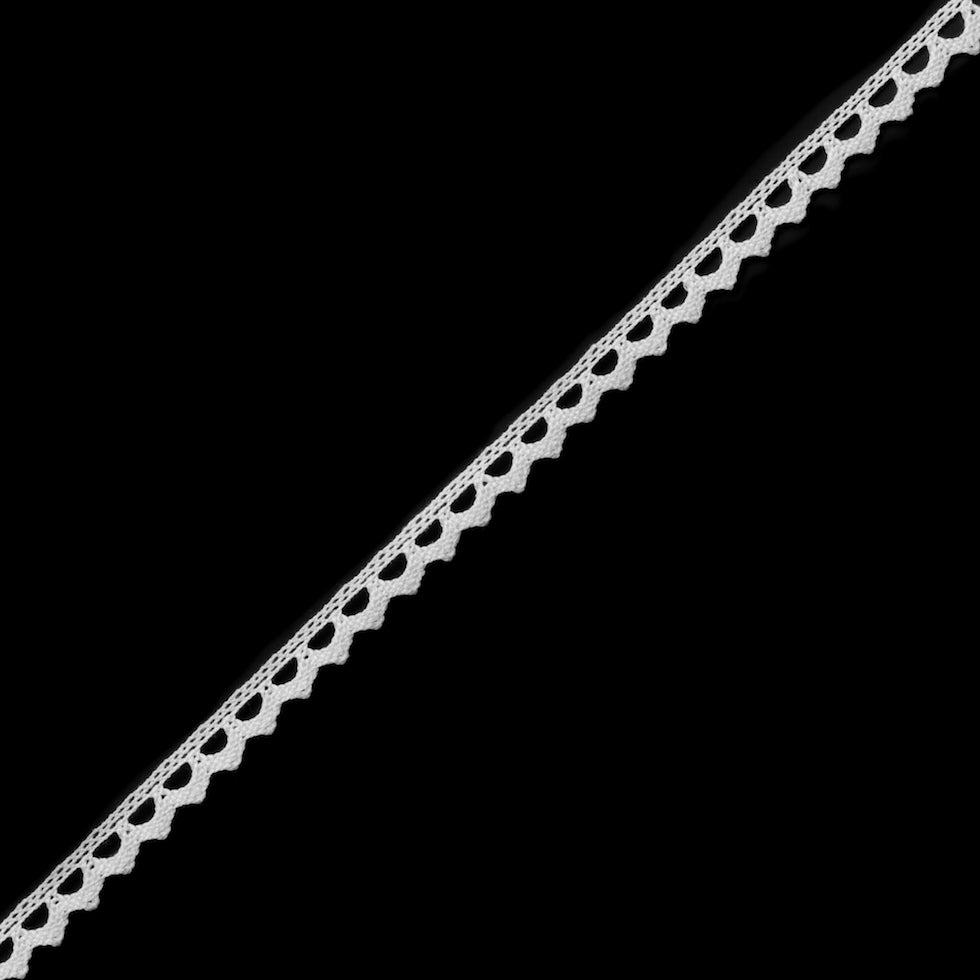 European White Cotton Lace Trimming with Triangular Edge - 3/8