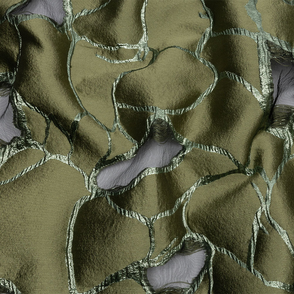 Metallic Olive Green Abstract Luxury Burnout Brocade - Joann Fabrics