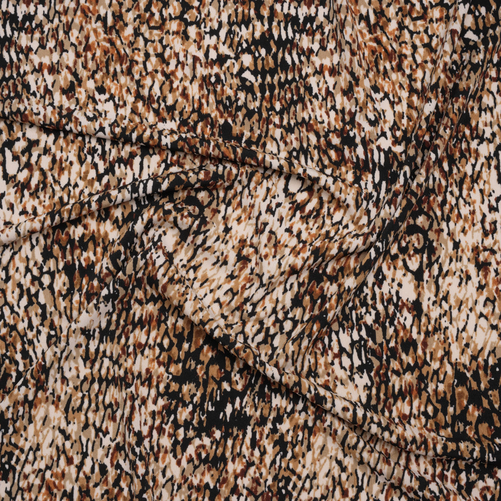 Stretch Polyester Tricot Print - Beige, Brown and Black Abstract Spots - Designer Deadstock - Joann Fabrics