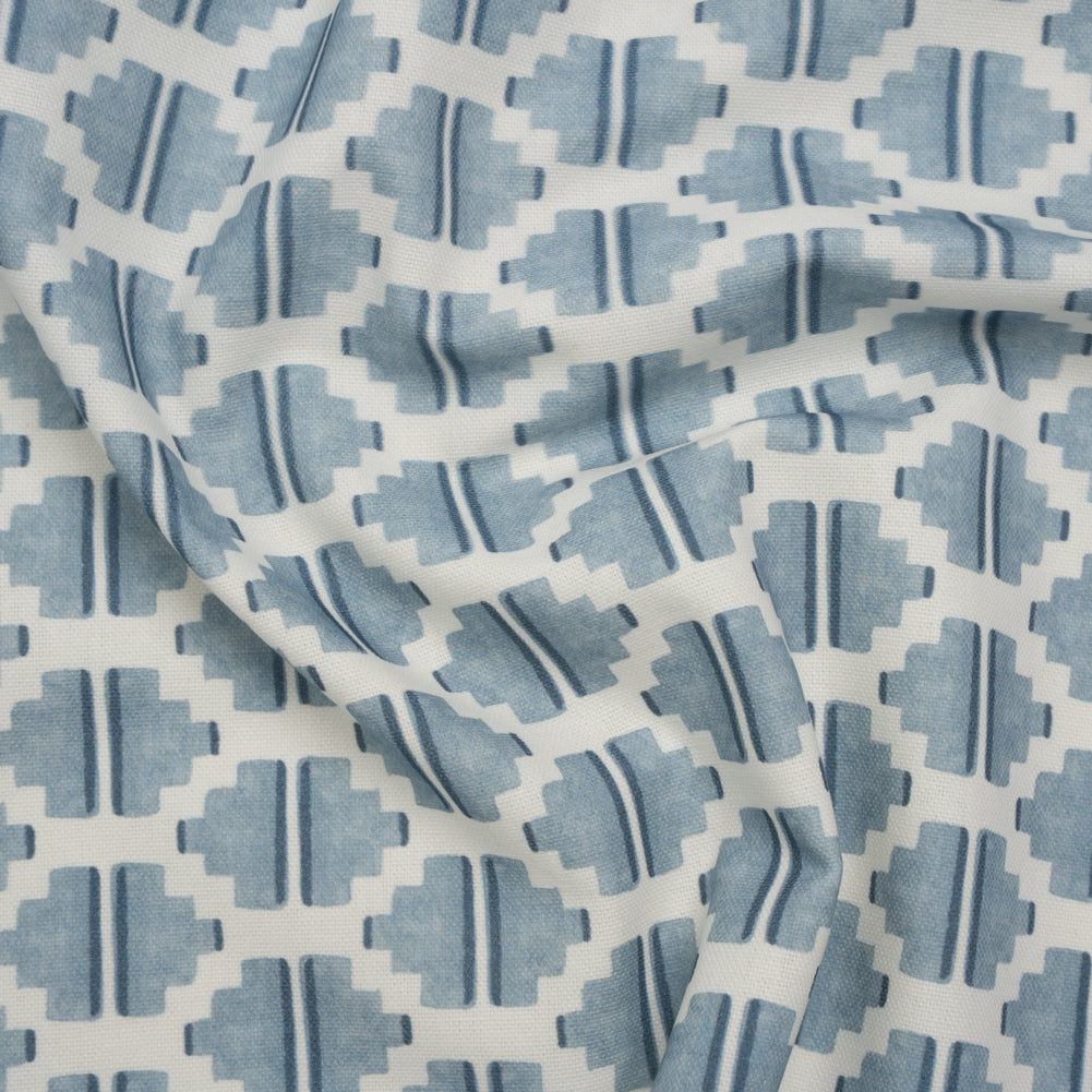 Brushed Cotton and Linen Canvas Print - Marine Blocky Diamonds - British Imported - Joann Fabrics