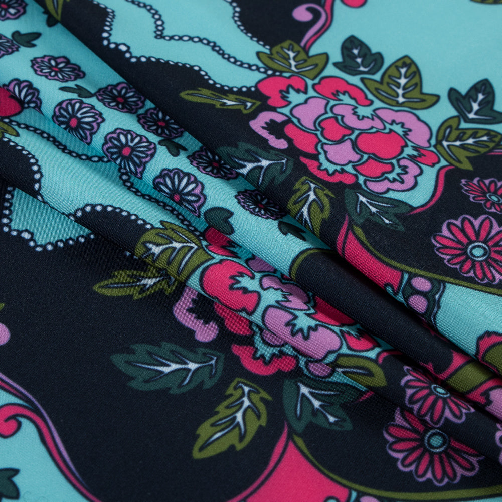 Pink and Green Floral Polyester Jersey - Joann Fabrics