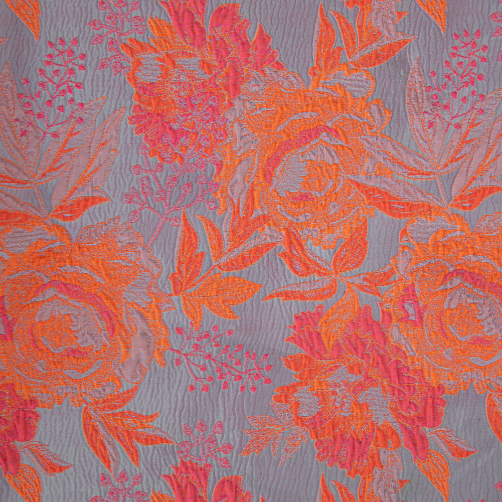 Neon Shocking Orange and Rose Water Foliage Luxury Brocade - Joann Fabrics