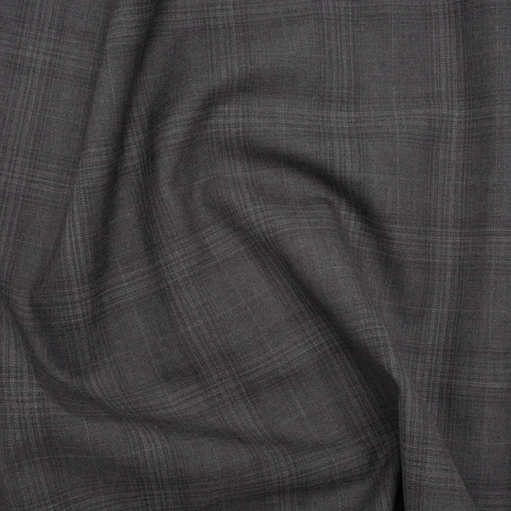 Super 100 Wool Suiting - Gray Monochromatic Plaid - Deadstock - Joann Fabrics