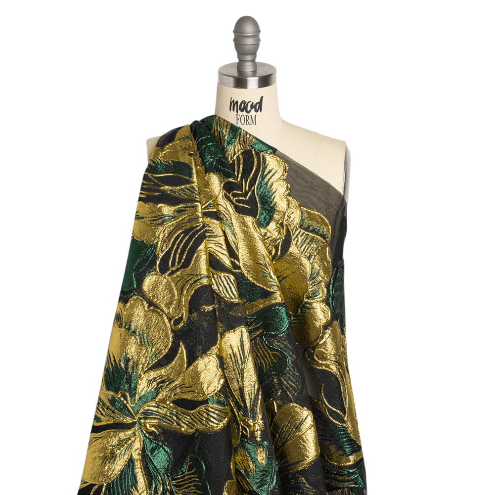 Metallic Forest, Gold and Black Floral Luxury Burnout Brocade Panel - Joann Fabrics