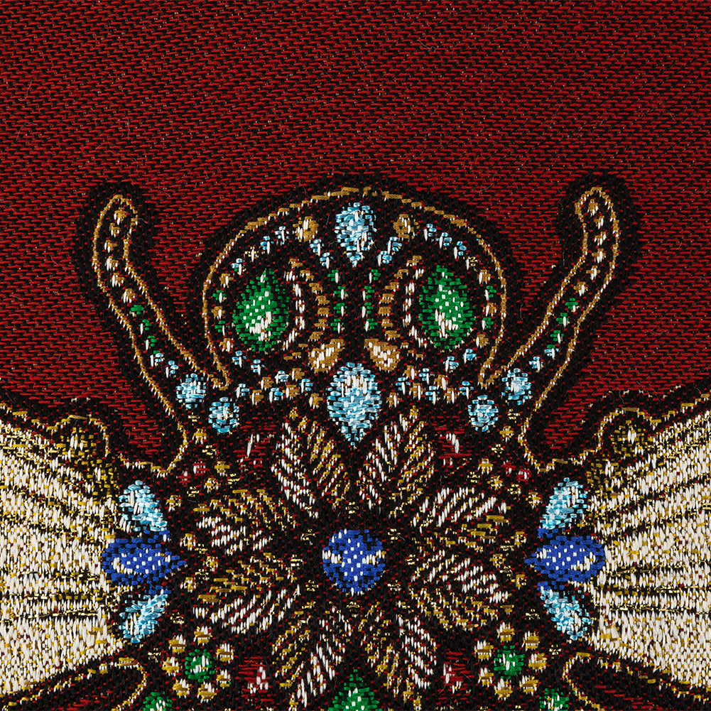 French Burgundy Queen Bee Cotton Blend Oversized Square Patch - 18.875