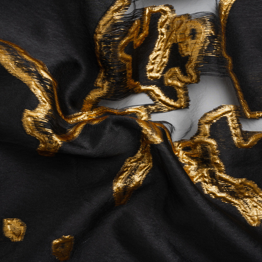 Metallic Gold and Black Abstract Embers Luxury Burnout Brocade - Joann Fabrics