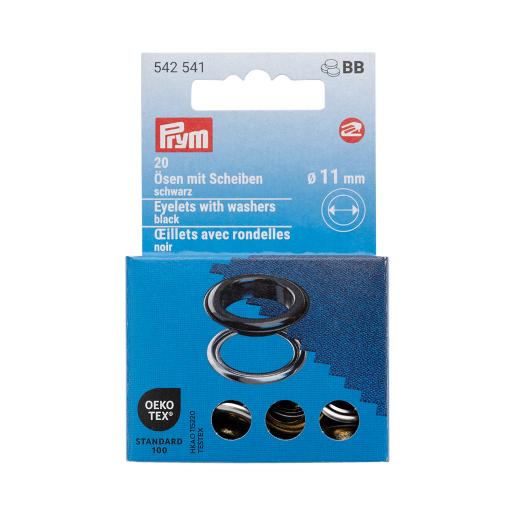 Prym Eyelets with Washers - Black 11mm - 20pc - Joann Fabrics