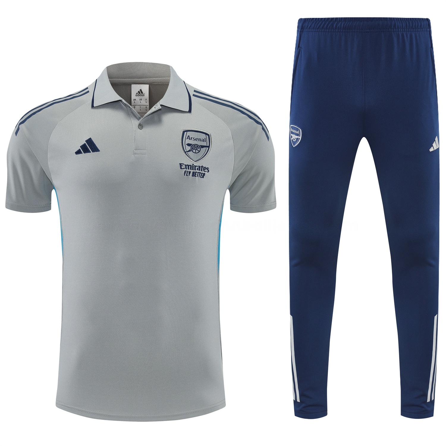 Arsenal 25-26 POLO Short-Sleeve Training Set - Grey Top and Deep Blue Pants - UnitedFutballJersey