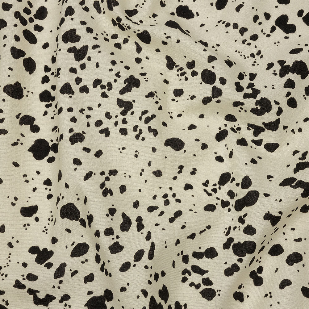 Linen and Rayon Woven - Black and White Dalmatian Spots - Fire Dogs Print - Mood Exclusive Metro Collection - Joann Fabrics