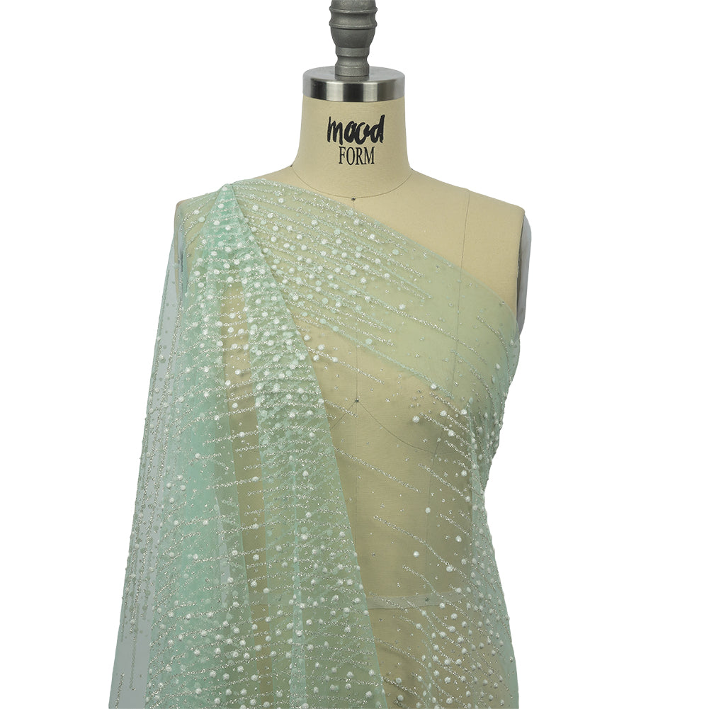 3D Puffy Glitter Tulle - Mint Spotted Striations - Joann Fabrics