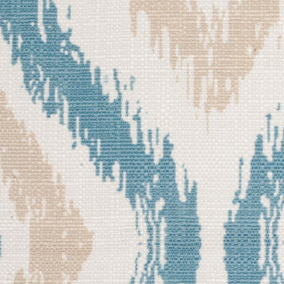 Spanish Blue/Beige Ikat-Like Geometric Poly/Cotton Canvas - Joann Fabrics