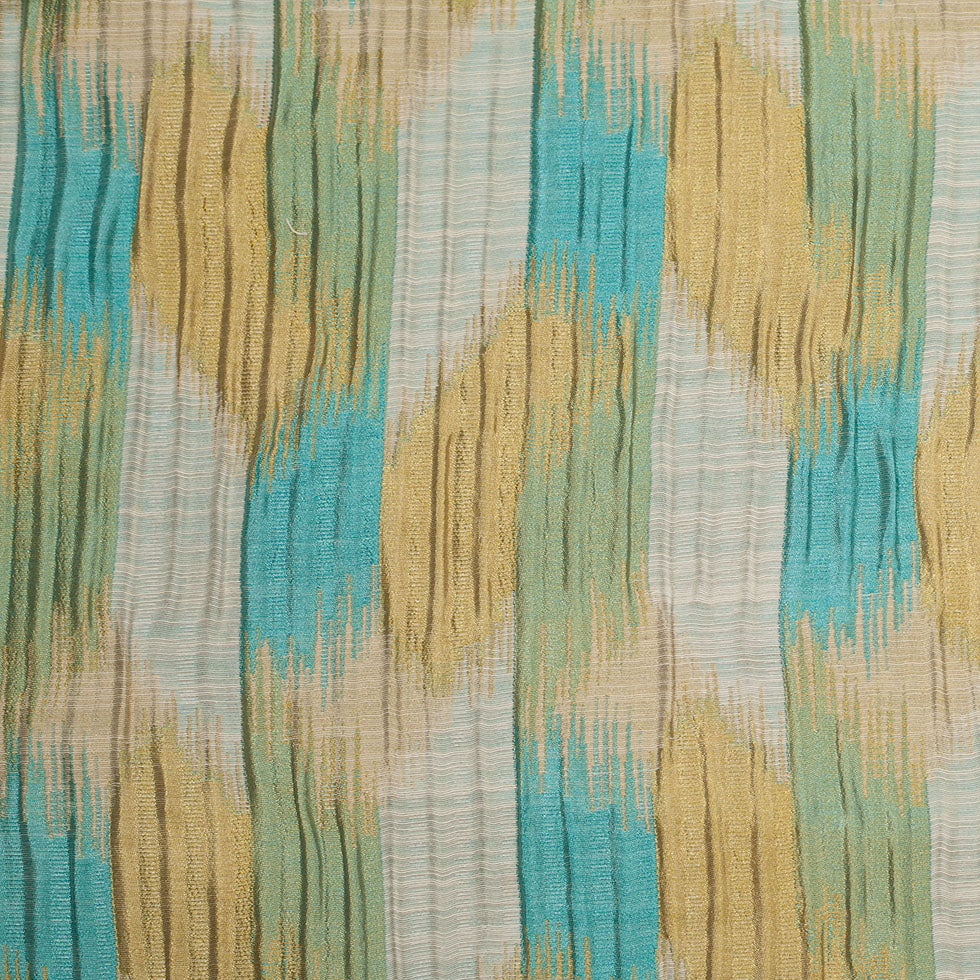 Indian Blue/Gold Ikat-Like Poly/Cotton Brocade - Joann Fabrics