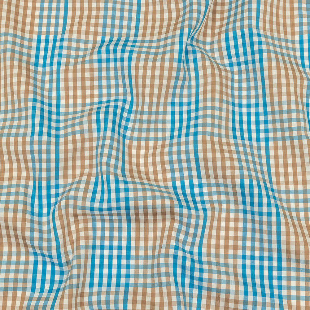 Turquoise, Amphora and White Plaid Twill Cotton Shirting - Joann Fabrics