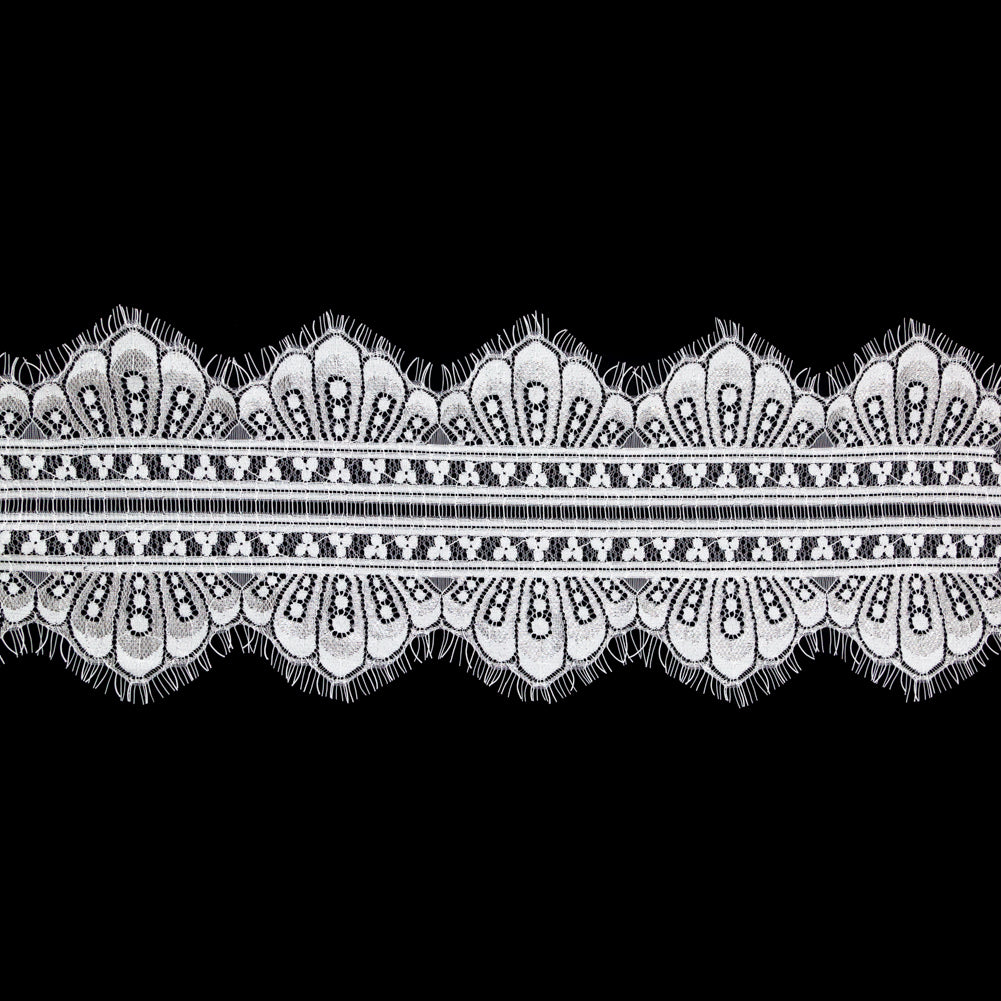 European White Chantilly Eyelash Lace Trim - 7.25
