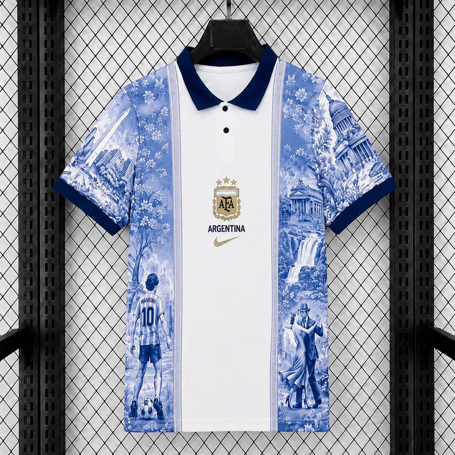 Argentina 2026 White Blue Maradona Special Polo Jersey - Fans Version - UnitedFutballJersey