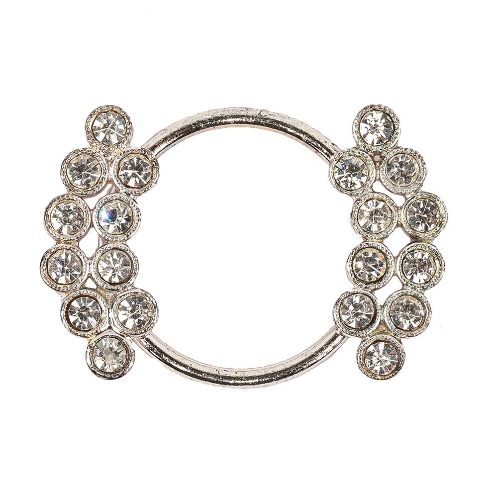 Vintage Swarovski Crystal Rhinestones and Silver Metal Abstract Buckle - 1.625