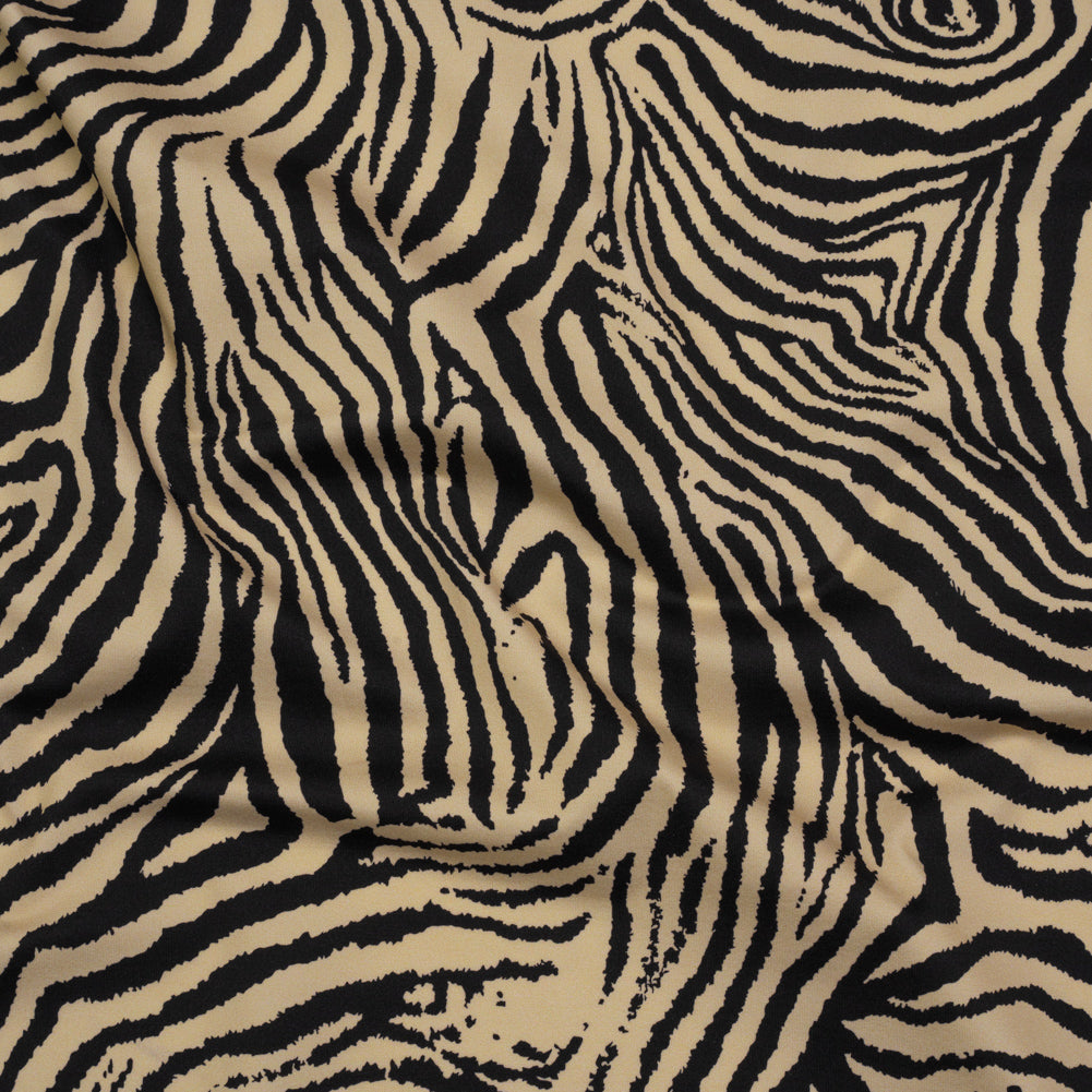 Stretch Nylon Interlock Knit - Beige and Black Zebra Stripes - Designer Deadstock - Joann Fabrics