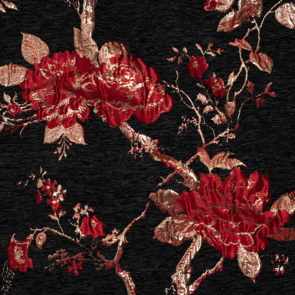 Yaya Han Metallic Chenille Brocade - Black, Red and Gold Floral - Cosplay Collection - Joann Fabrics