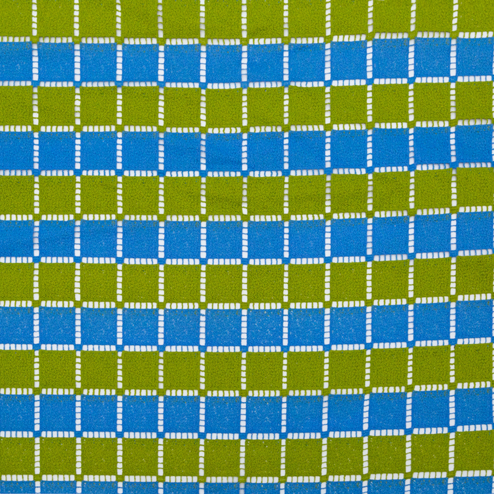 Guipure Lace - Lime and Rivera Blue Striped Squares - Joann Fabrics