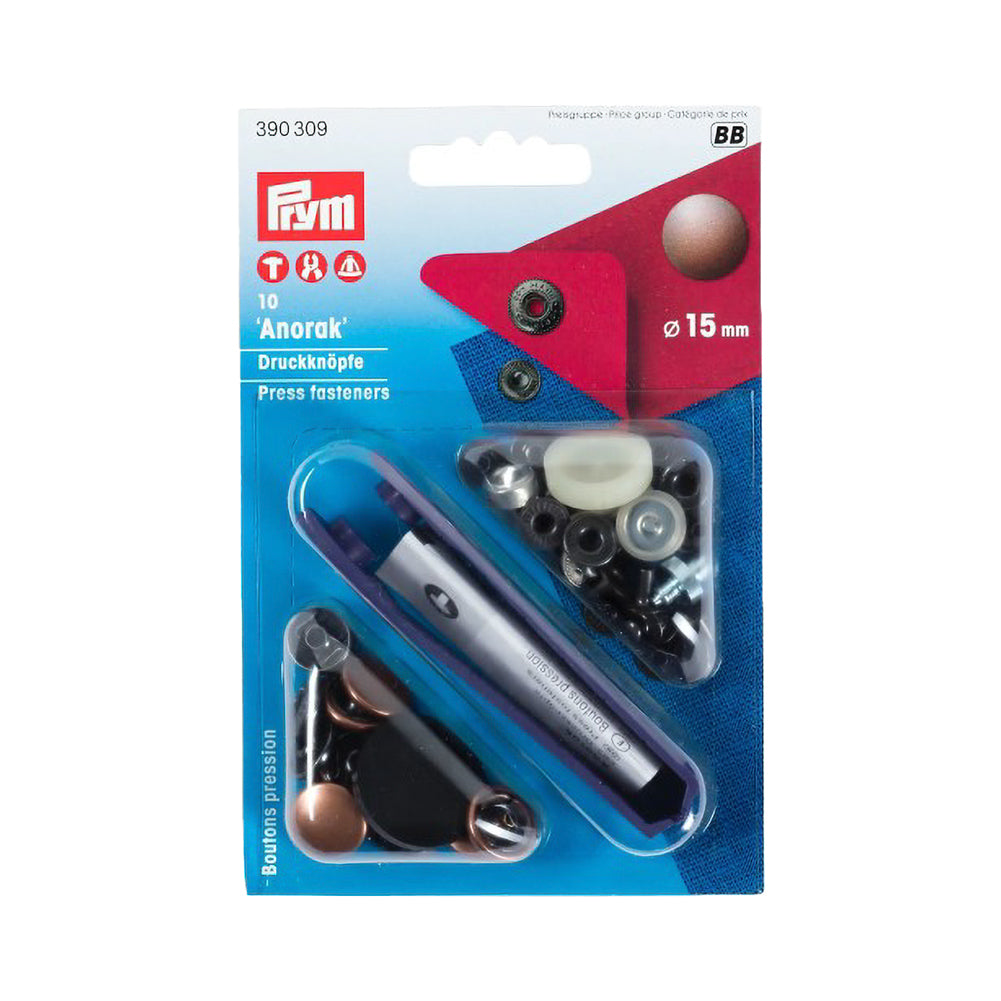 Prym Anorak Press Fasteners with Tools - Antique Copper 15mm - 10pc - Joann Fabrics
