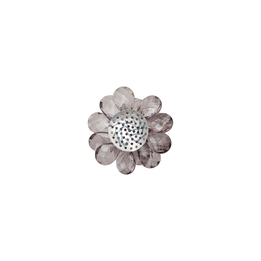 Italian Translucent Black Glass Flower Applique/Brooch - 2