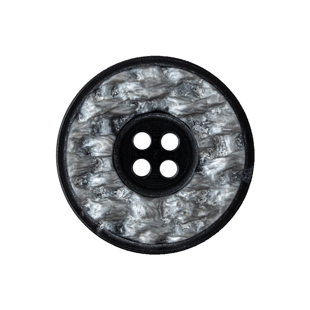 December Sky Silver and Jet Black 4-Hole Granite-Like Plastic Button - 40L/25.5mm - Joann Fabrics