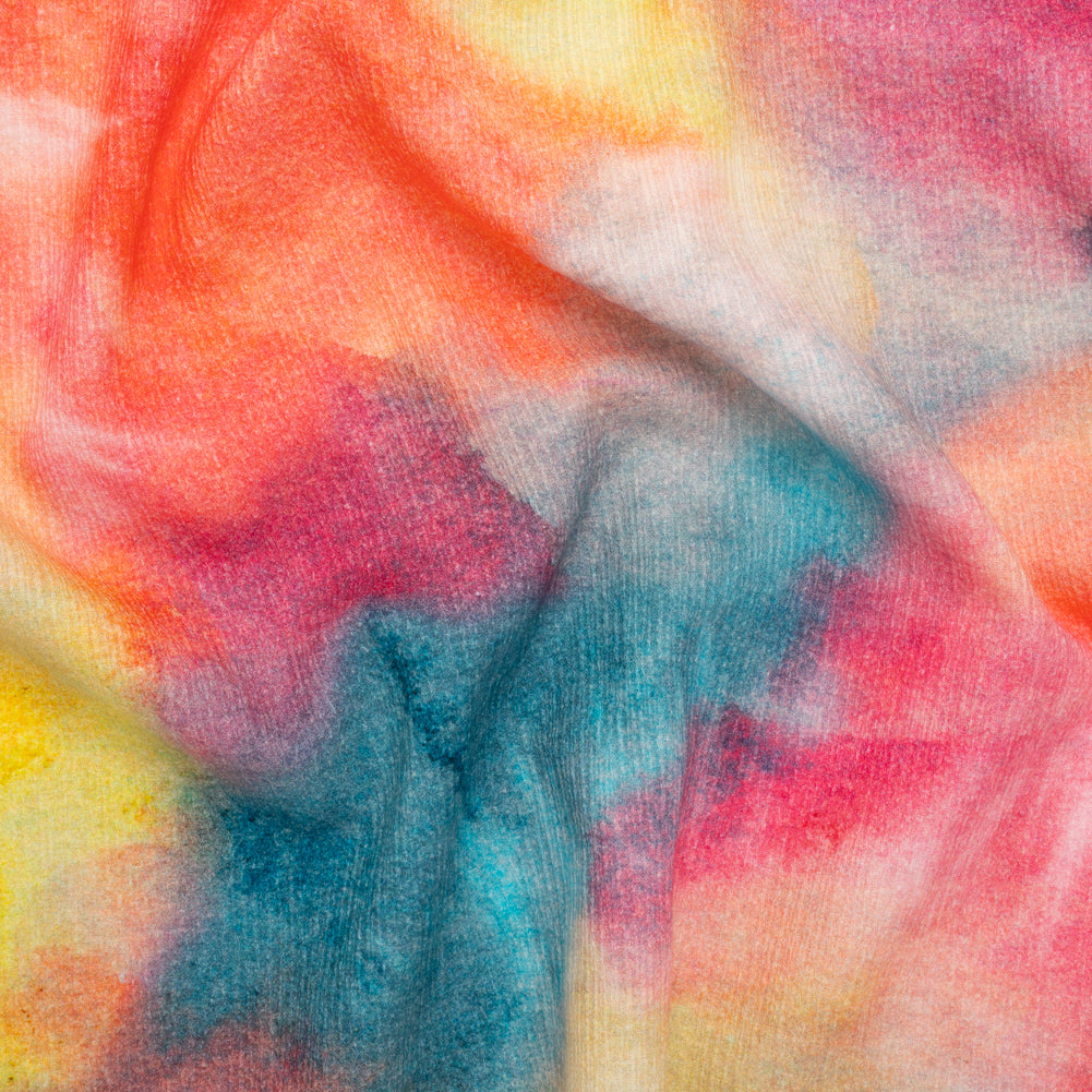 Slubbed Gauzy Cotton Woven - Coral Red, Yellow and Blue Bold Tie Dye - Mood Exclusive Dyed Delights Print - Joann Fabrics