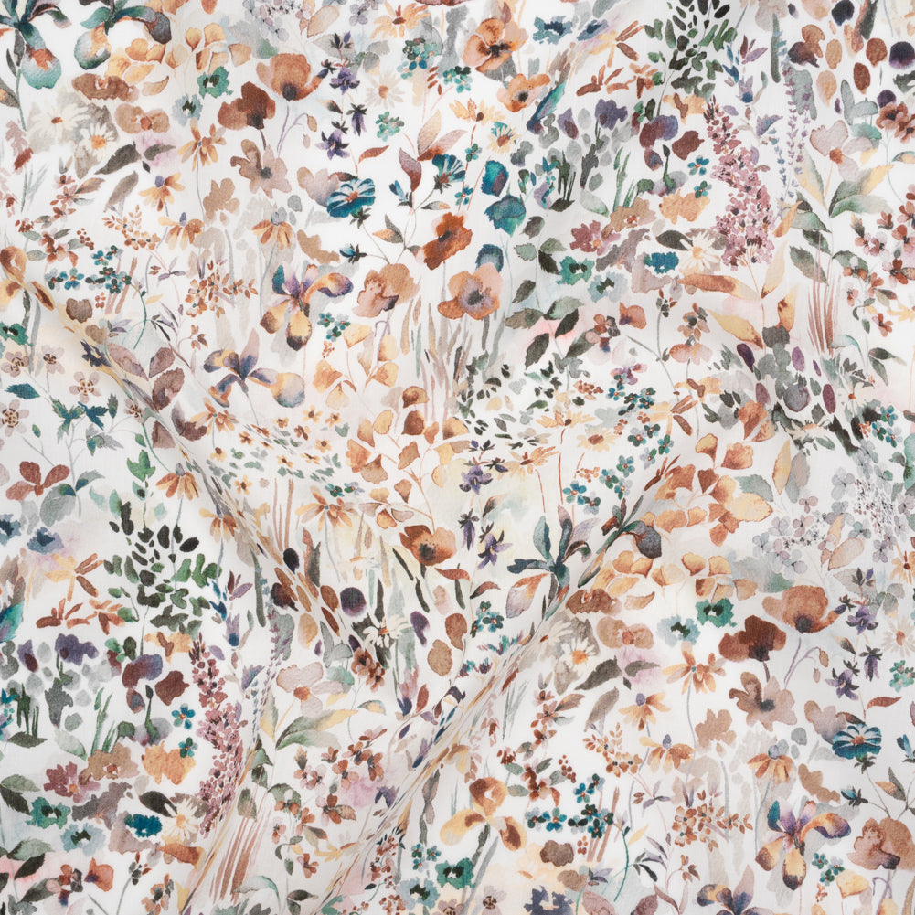 Liberty Fabrics Tana Lawn® - Felda Multi Neutral - Brown, Gray and Blue Watercolor Flowers - Joann Fabrics