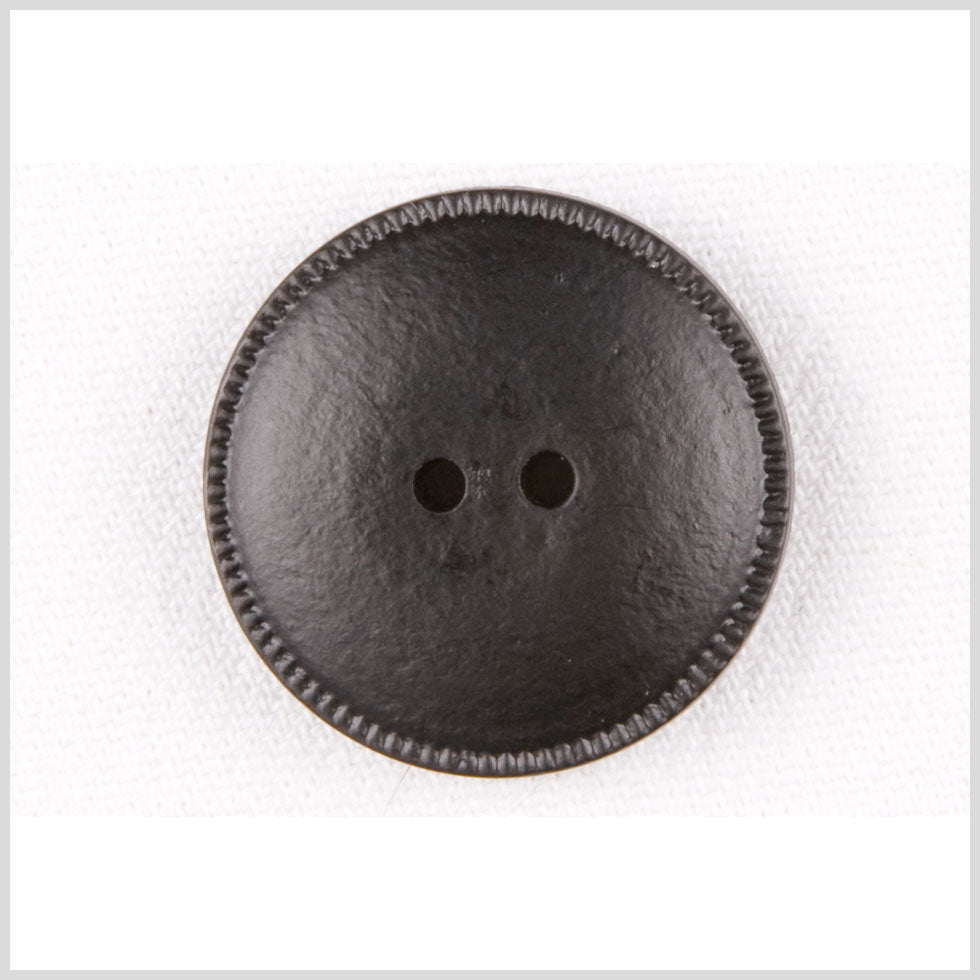 Plastic 2-Hole Button - 42L/27mm - Black Faux Leather Low Convex and Pie Crust Rim - Joann Fabrics