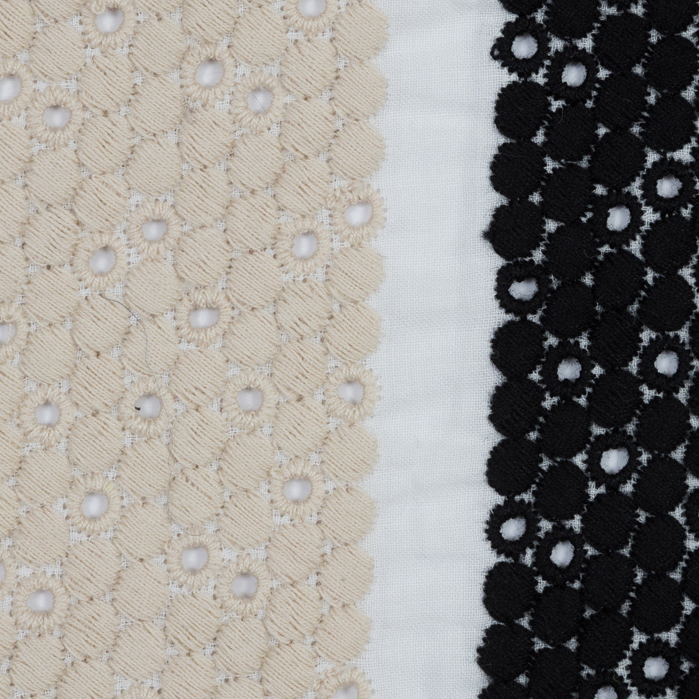 Beige and Black Awning Striped Embroidered Eyelet - Joann Fabrics