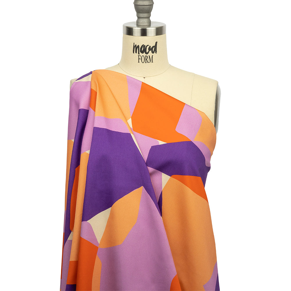 Stretch Cotton Sateen - Purple and Orange Geometric - Gemstone Jubilee Print - Mood Exclusive Groove Collection - Joann Fabrics