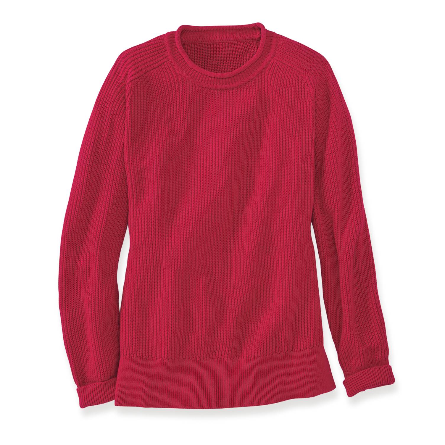 Cotton Rollneck Shaker-Stitch Sweater, Raglan Sleeves - Northstyle Catalog