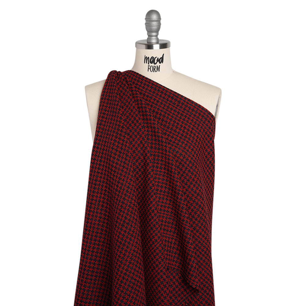 Metallic Tweed - Red and Navy Houndstooth - Deadstock - Joann Fabrics