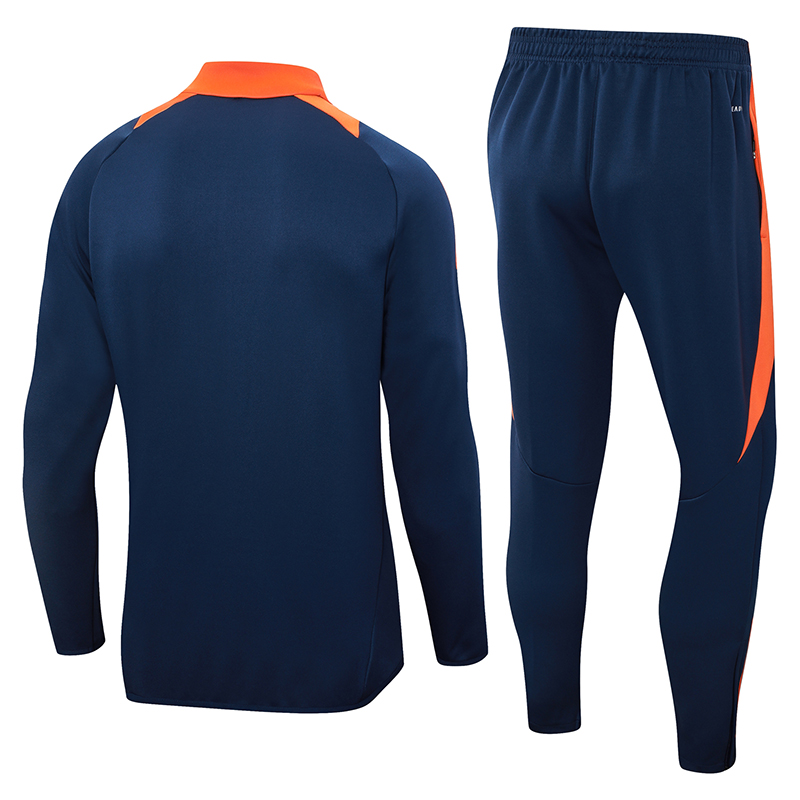 2024/2025 Manchester United Half-Pull Training Suit Royal Blue Football Shirt 1:1 Thai Quality Set