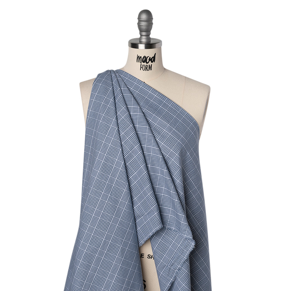 Cotton Oxford Shirting - Blue and White Glen Plaid - Deadstock - Joann Fabrics