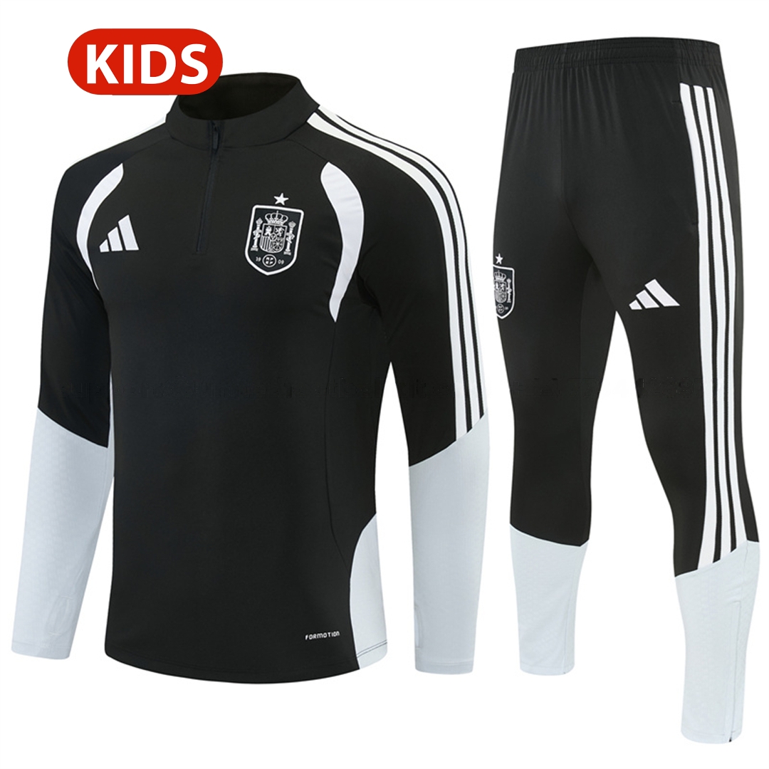 Spain 2026 Long Sleeve Training Set - Black Top & Black Pants - UnitedFutballJersey