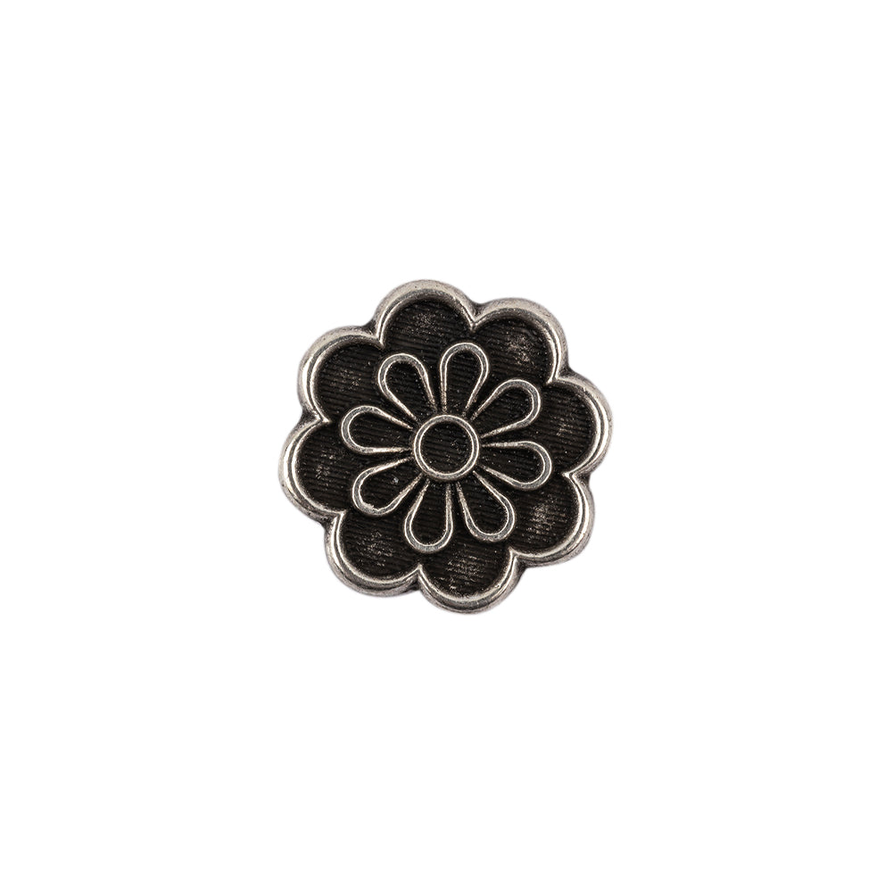 Italian Silver Oxidized Floral Shank Back Button - 24L/15mm - Joann Fabrics