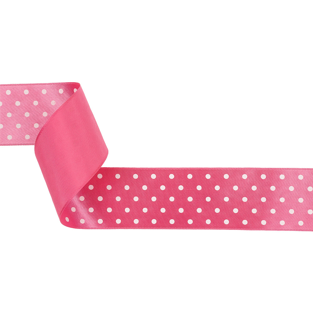 Hot Pink and White Polka Dot Satin Ribbon - 1.5