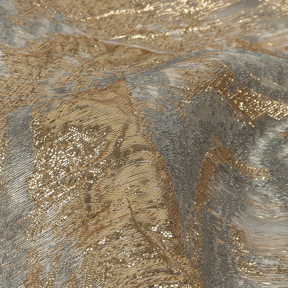 Mood Exclusive Metallic Gold, Gray and Beige Painterly Swirls Luxury Burnout Brocade - Joann Fabrics