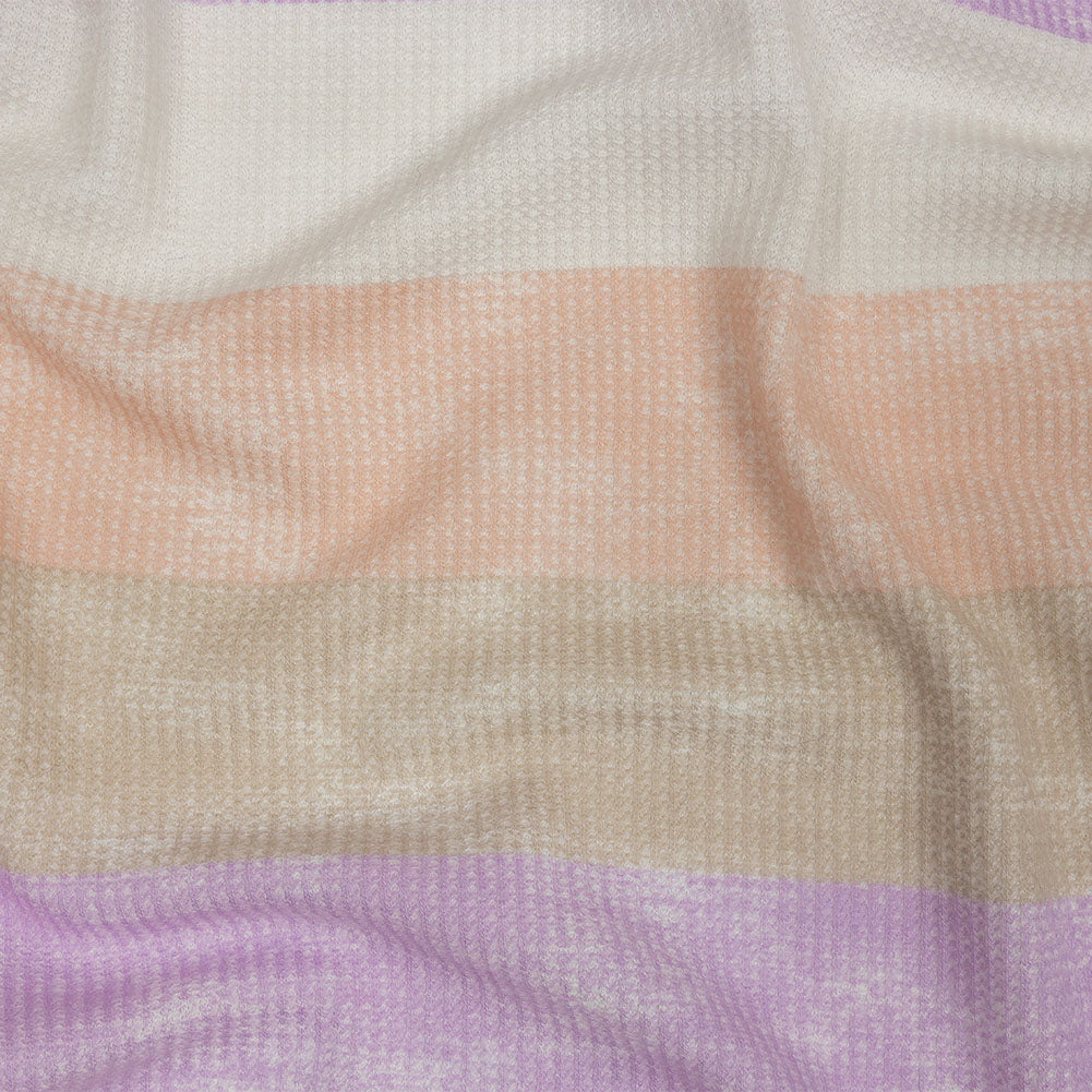 Lilac, Beige and Peach Striped Polyester and Rayon Waffle Knit - Joann Fabrics