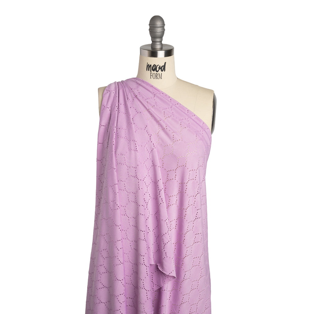 Stretch Polyester Jersey with Eyelets - Lavender Circles - Designer Deadstock - Joann Fabrics