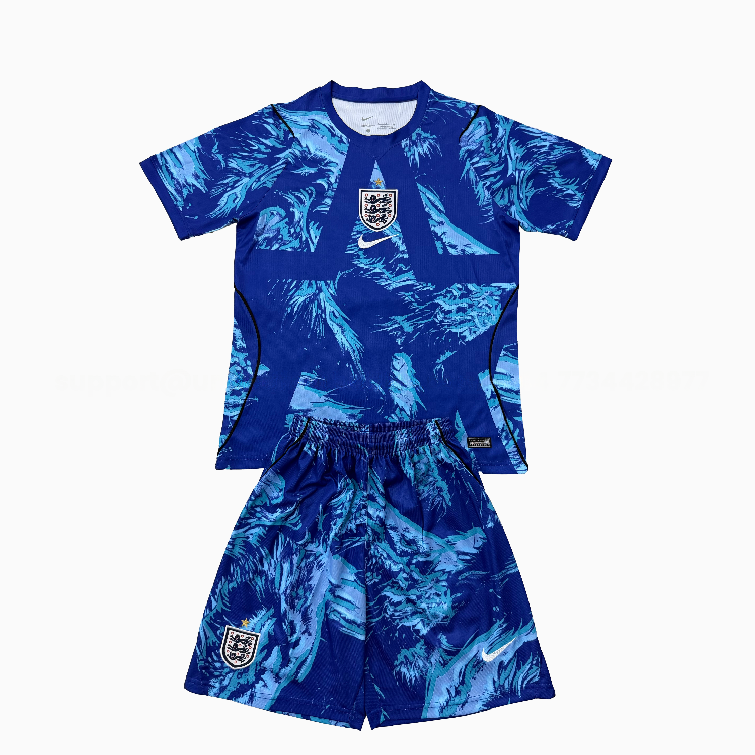 England 25-26 Blue Goalkeeper Kids Kit - UnitedFutballJersey