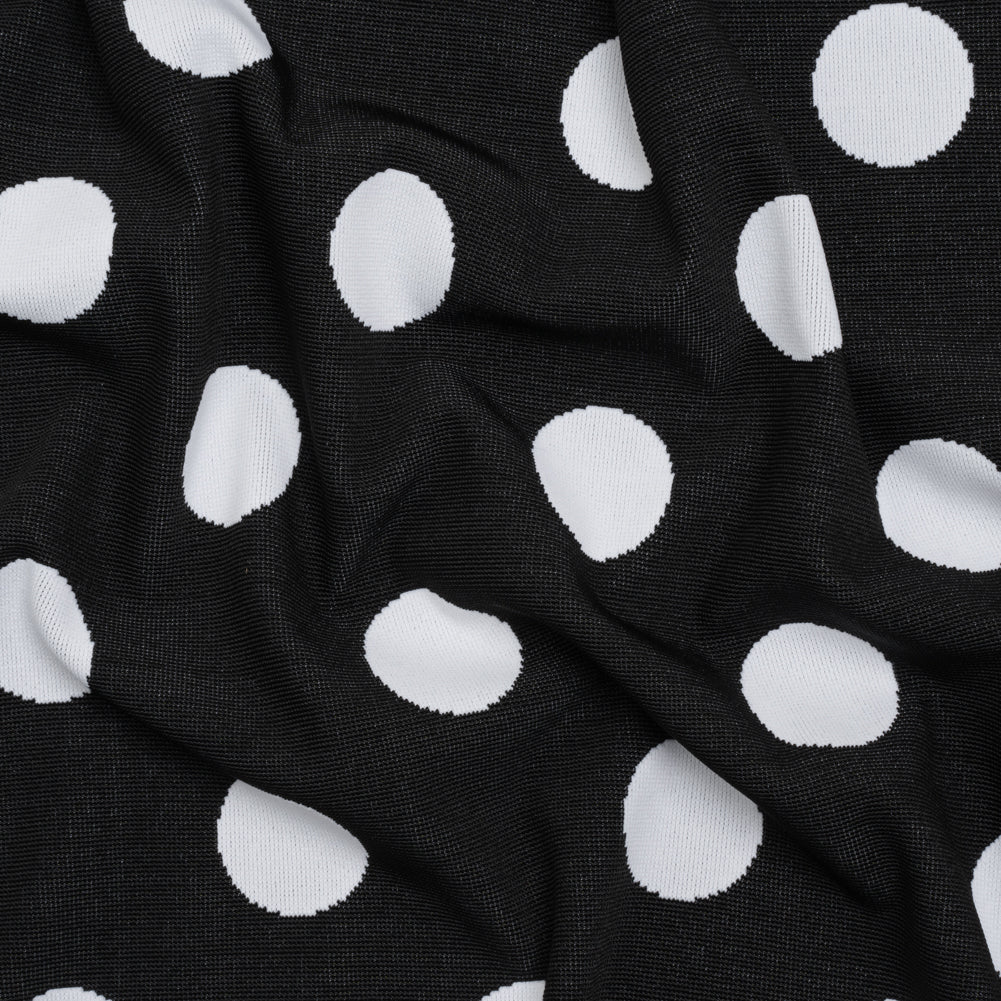 Stretch Knit Jacquard by Mara Hoffman - Black and White Polka Dots - Designer Deadstock - Joann Fabrics