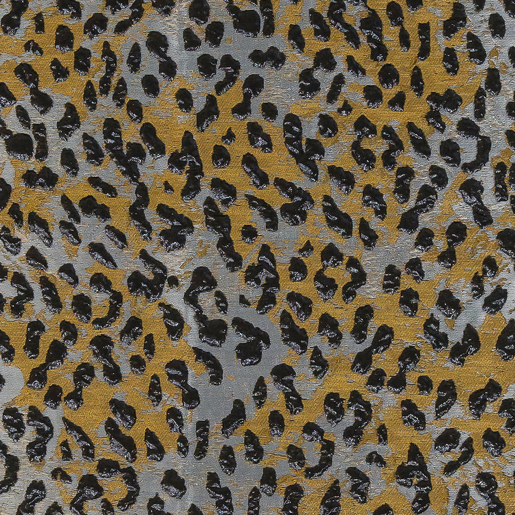 Metallic Black, Gold and Silver Leopard Patterned Luxury Brocade - Joann Fabrics