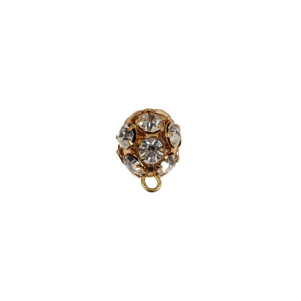 Vintage Crystal Rhinestones and Gold Metal Shank Back Ball Button - 17L/10.5mm - Joann Fabrics