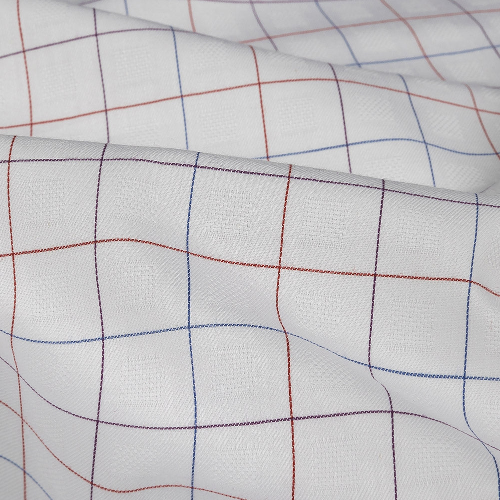 White, Adrenaline Rush and Nebulas Blue Gridded Checks Cotton Shirting - Joann Fabrics