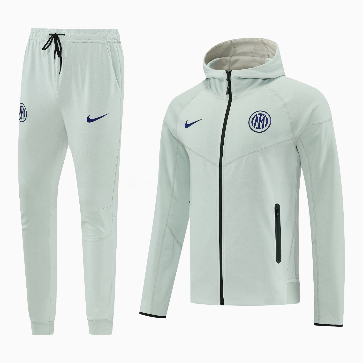 Inter Milan 25-26 Hooded Windbreaker Training Set - Grey Green Top & Pants - UnitedFutballJersey