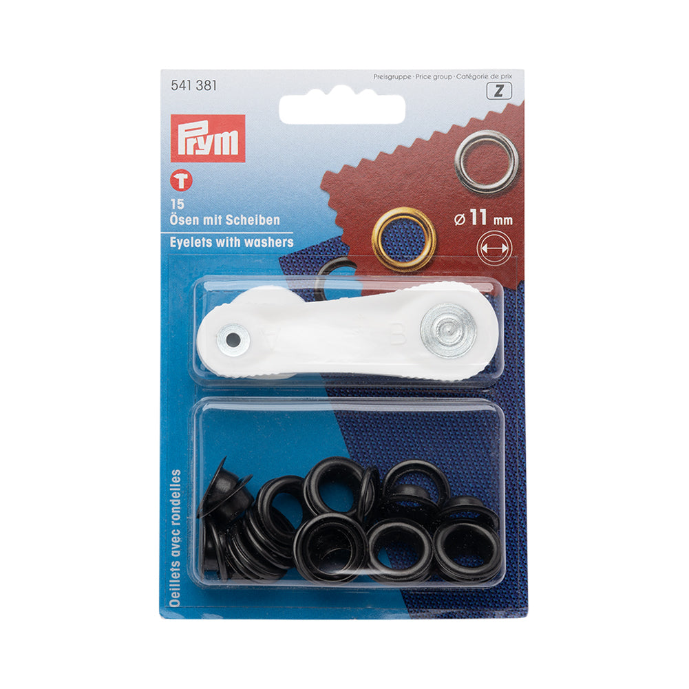 Prym Eyelets with Washers with Tools - Burnished Black 11mm - 15pc - Joann Fabrics